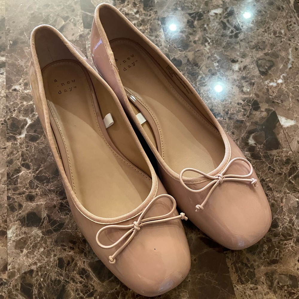 a new day Blush Pink Patent Ballet Flats with Bow